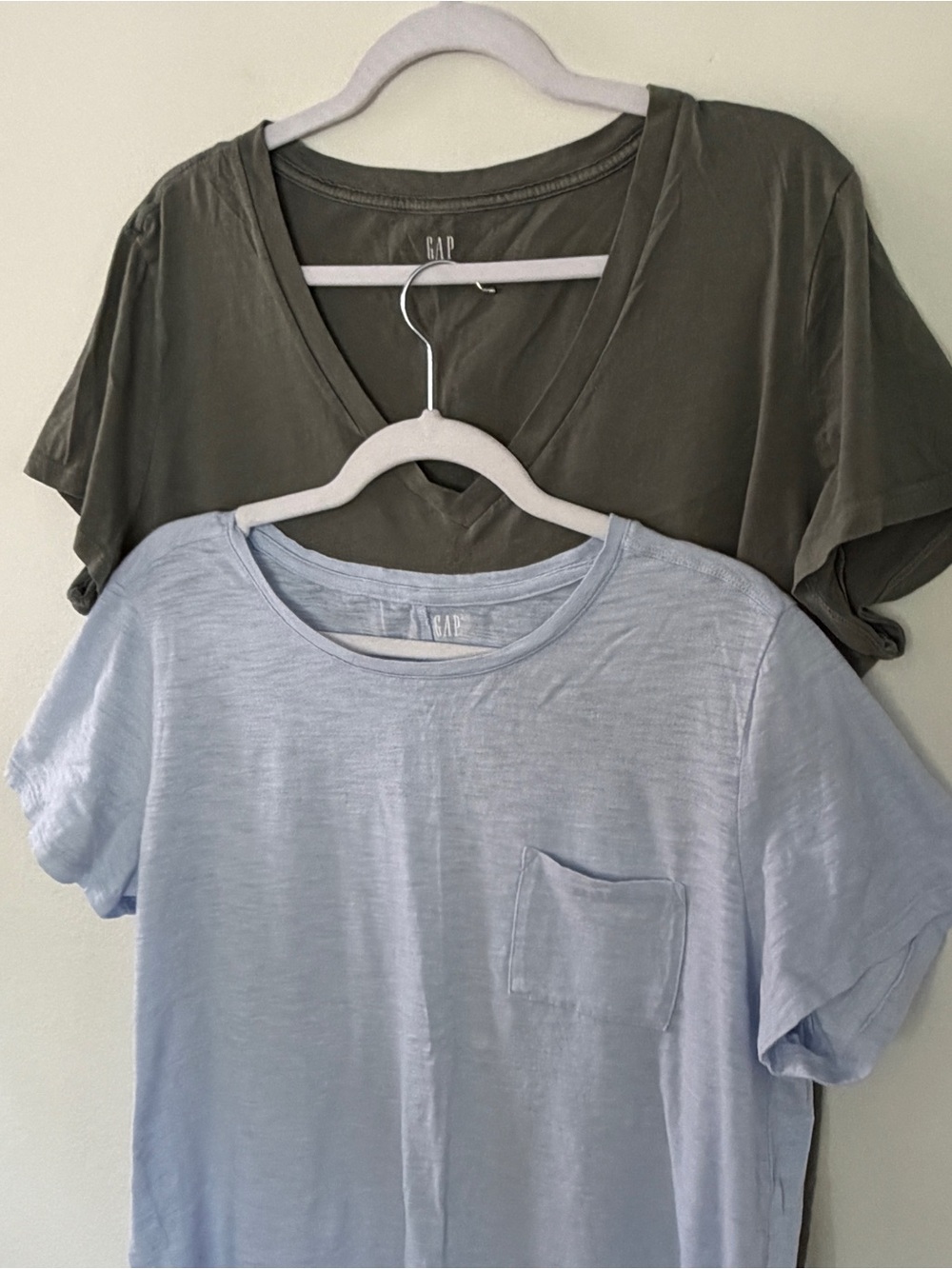 GAP - Set of Two (2) Tees - Vintage Wash V-Neck & Easy T Scoop Neck